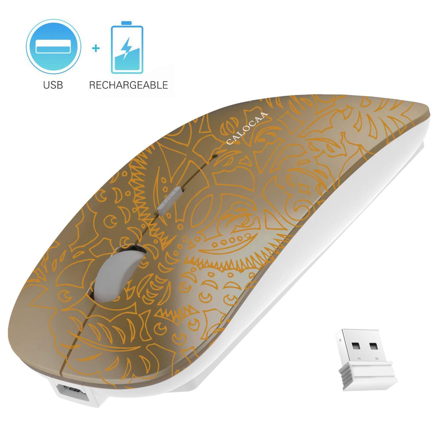 CALOCAA Wireless Mouse Ultra Thin Computer Mouse Mini Portable Office Mobile Mouse Laptop