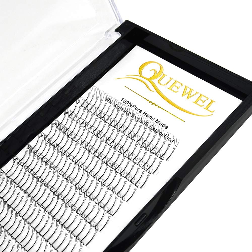 Volume Lash Extensions 3D 0.10 C Curl 14mm Premade Fans Lash Long Stem Cluster Lashes for Salon(3D 0.10C 14mm)