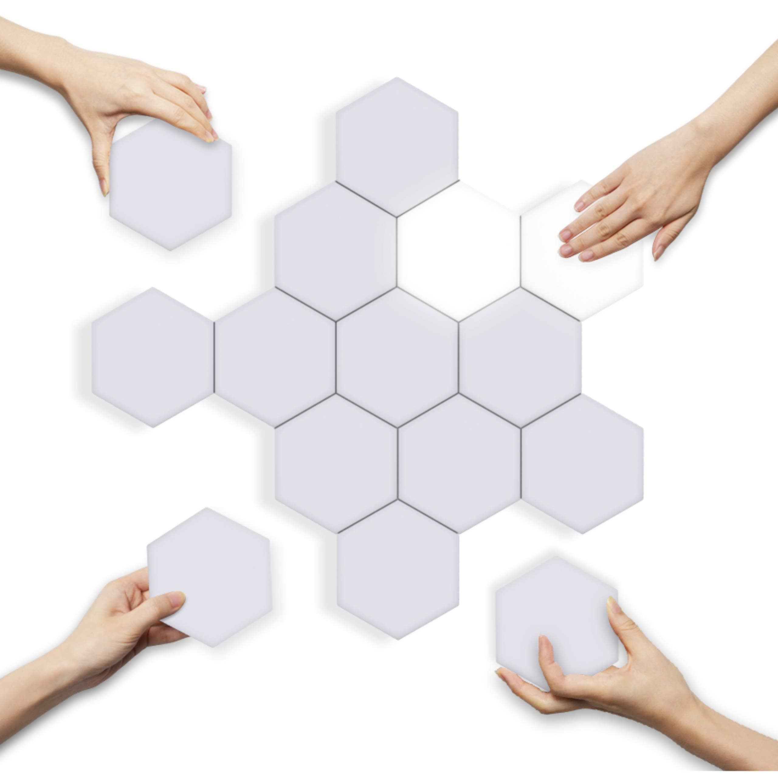 Modular Touch Lights - Hexagonal LED Wall Tile Lights with Touch Sensitive Honeycomb Magnetic Connection - 10 Pack - Hexagonal Night Light Panels Easy and Creative Assembly