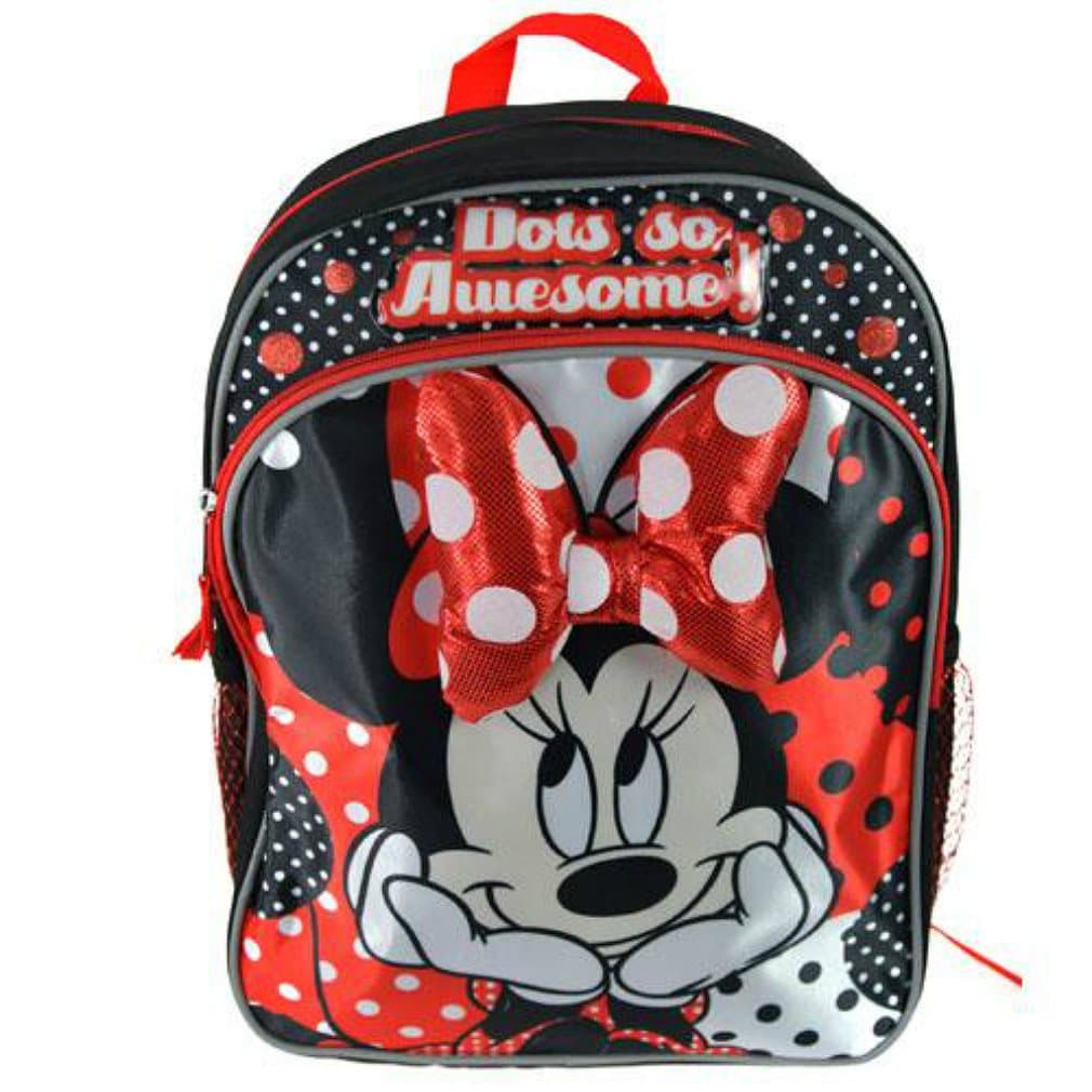 Kids Minnie Mouse Backpack 14" Back Pack with Minnie Mouse Plush Bow