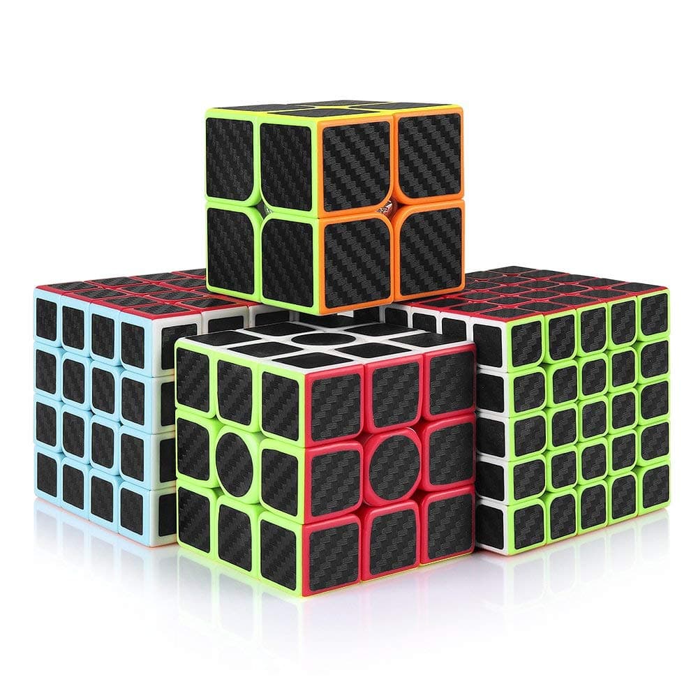 Rubix Cube,Rubick Cube Set,2x2 3x3 4x4 5x5 Smooth Carbon Fiber Speed Cube Bundle for Kids
