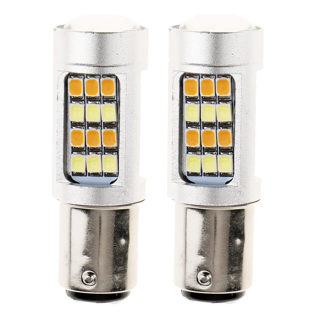 2 Pieces Bright Dual Color LED Switchback Bulb Front Turn Signal Light - as described, 1157