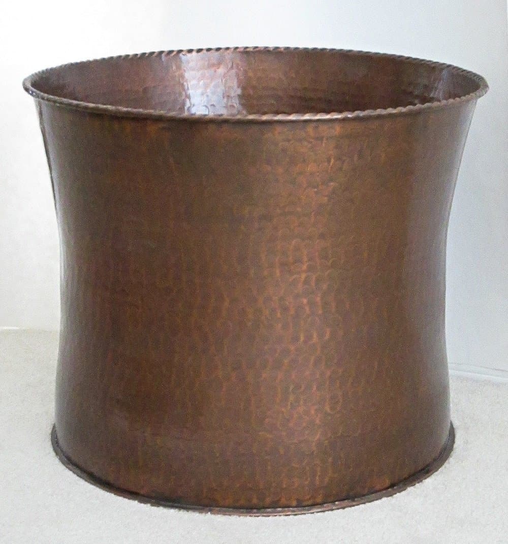 Large Solid Copper Planter Curved 15.25W x 12"H