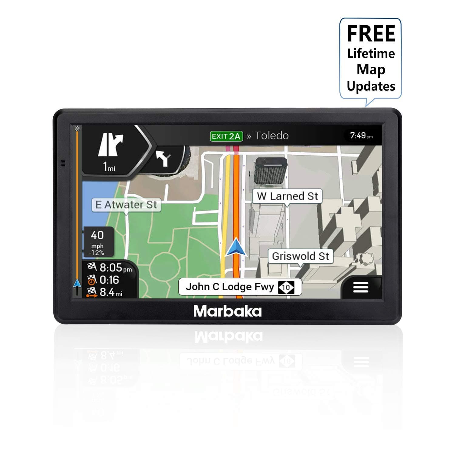 [2019 Upgraded Version] GPS Navigation for car, 7 inch HD Capacitive Touch Screen GPS Navigation System with 8G Memory, Attach Sunshade,Free Lifetime Maps Update,Pre-Install North America map