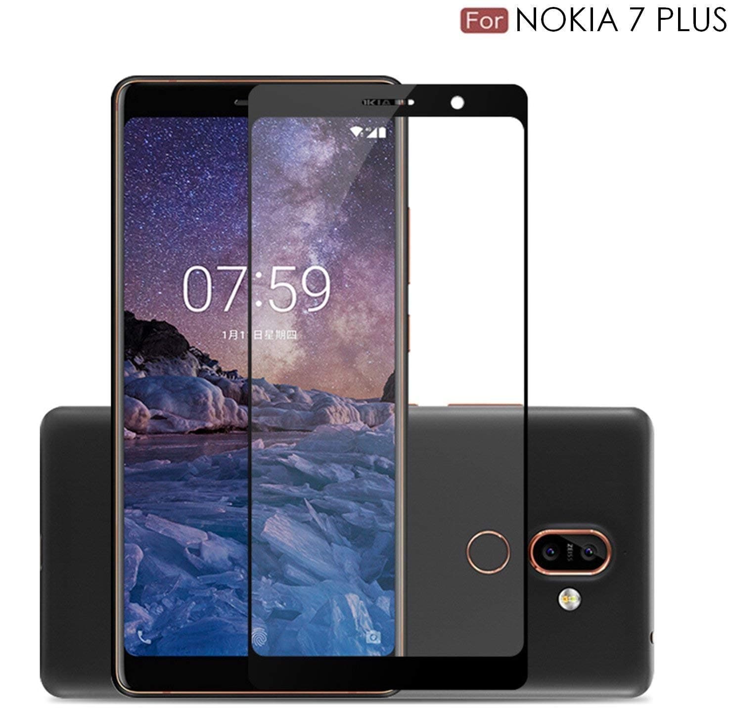 Comoro Nokia 7 Plus Tempered Glass Screen Protector, Anti Blue Light [Eye Protect] 9H Hardness 3D Touch Compatible, Shockproof, Anti-Scratch, Shatterproof Temperd Glass for Nokia 7 Plus (5D Glass)