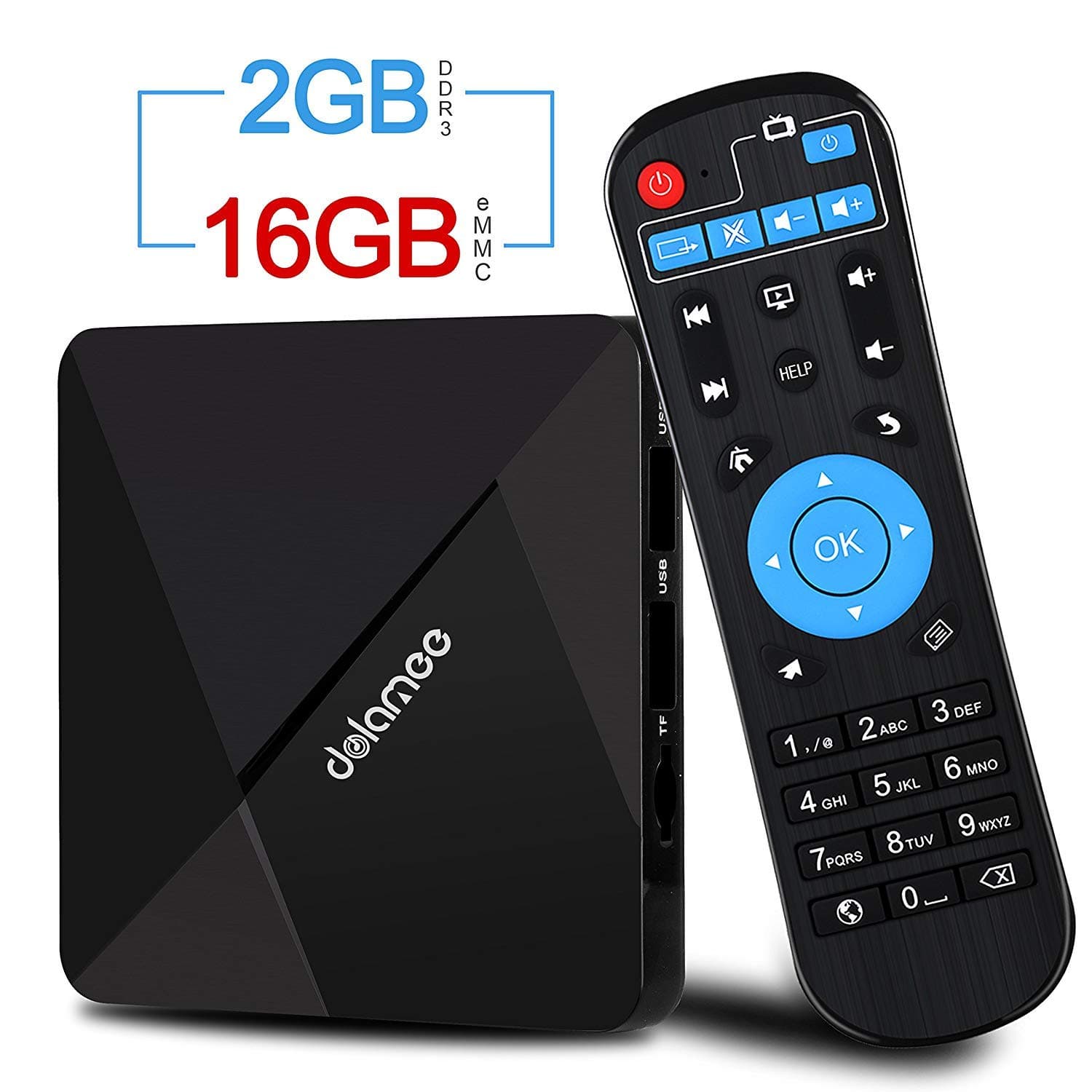 DOLAMEE D5 Android 7.1 TV Box, 2GB RAM 16B ROM 4K HD Smart Media Player with 2.4Ghz WIFI Bluetooth 4.0