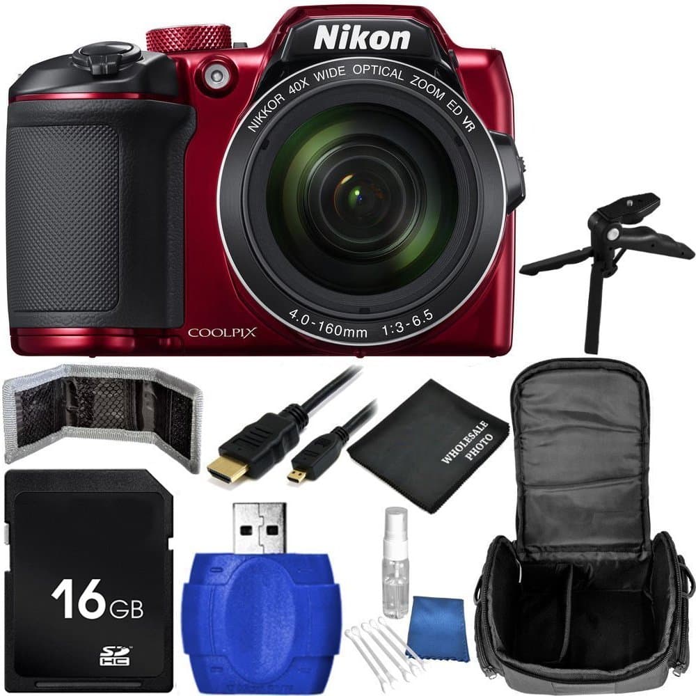 Nikon COOLPIX B500 Digital Camera (Red) Bundle with 10 Piece Accessory Kit w/ Memory Card, Cleaning Kit, Carrying Case + MORE