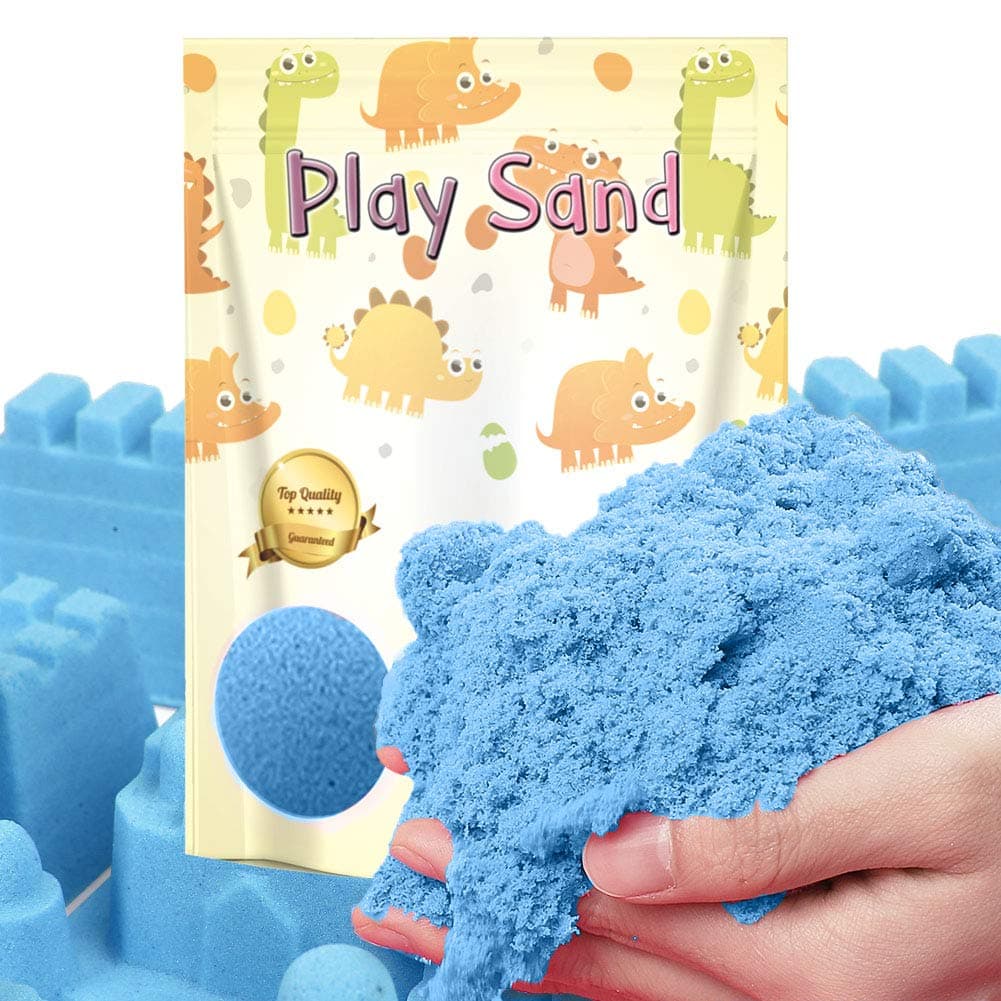 Dino Play Sand 3 LBS Refill Pack- Stretchable and Moldable Sensory Play Sand for Indoor Outdoor Activity, Non-Toxic Sand kit Sensory Toys for Boys & Girls (Blue Color)