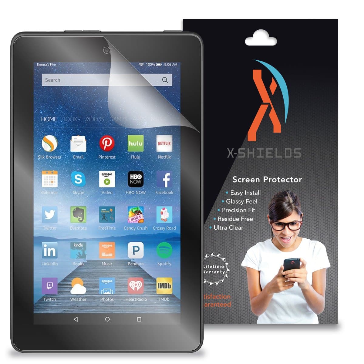 XShields (4-Pack) Screen Protectors for Amazon Fire (2015) 7" Tablet (Ultra Clear)