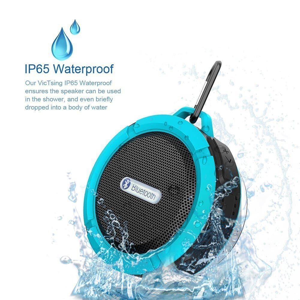 Domon WaterProof, Dust-proof and Shockproof Bluetooth Shower Speaker Mini Portable Wireless Bluetooth Speaker with Stereo Sound, Subwoofer, Free phone,FM function,SD Card(Blue)