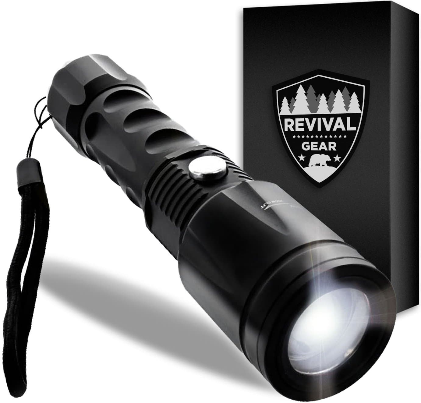 Tactical Flashlight: Best LED Outdoor Handheld Light Torch With ZOOMable Adjustable Focus Modes. Weather Resistant Portable & Durable Compact Ultra Bright Lumens On. For Men Boys Kids Military (Black)