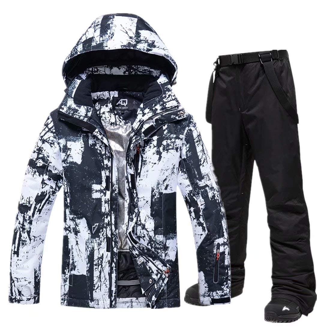 OLEK Men Ski Jacket High Technology Printed Waterproof Snowboard Coat Pants Set