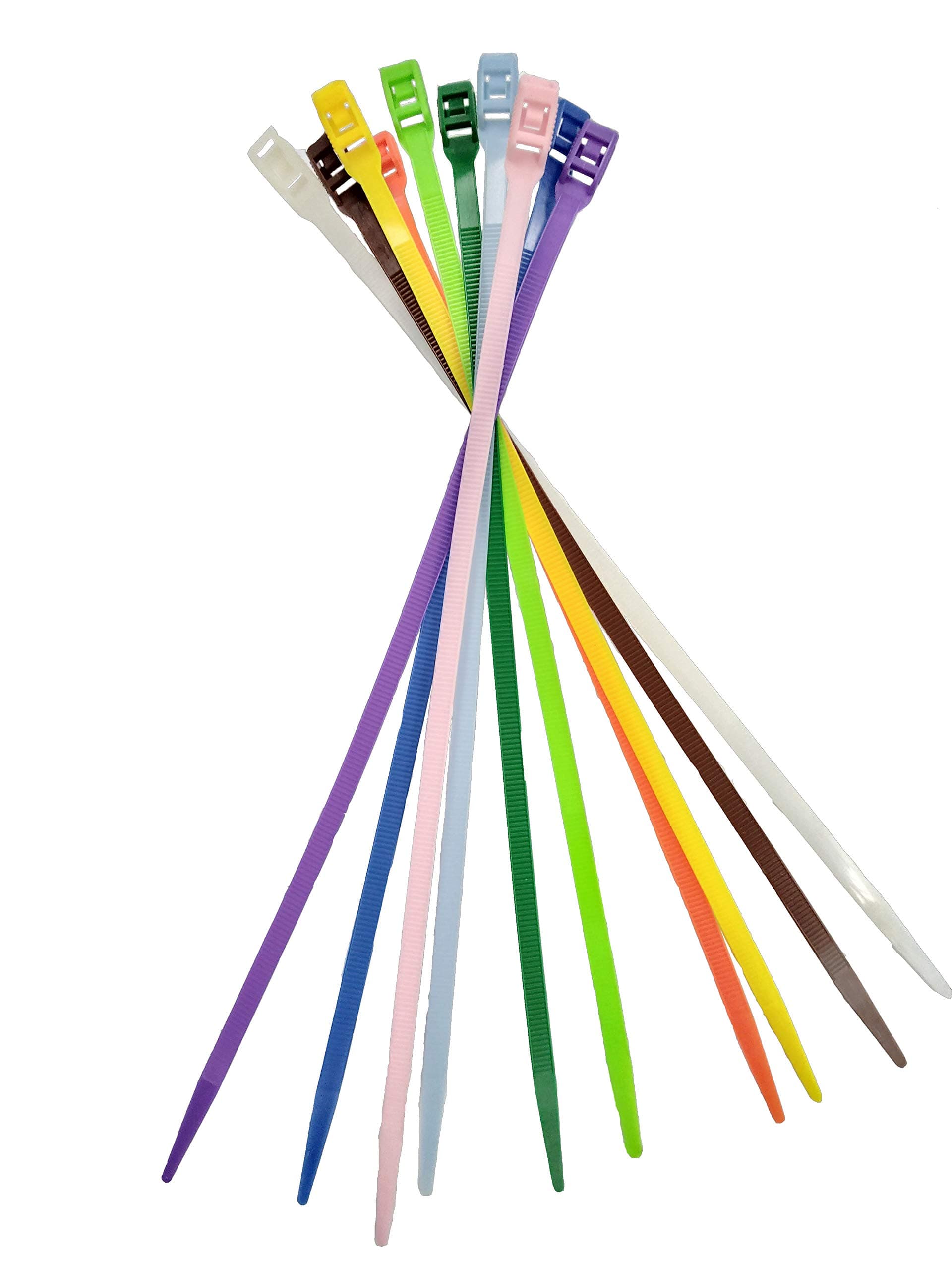 14" Low Profile Cable Ties - 100 Pack (Multicolor)