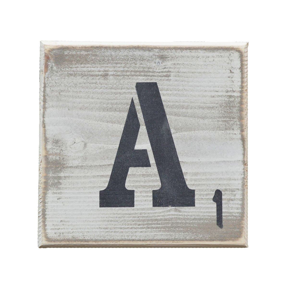 Pine Designs, Distressed Styled Letter Scrabble Tile 5.5" x 5.5", A