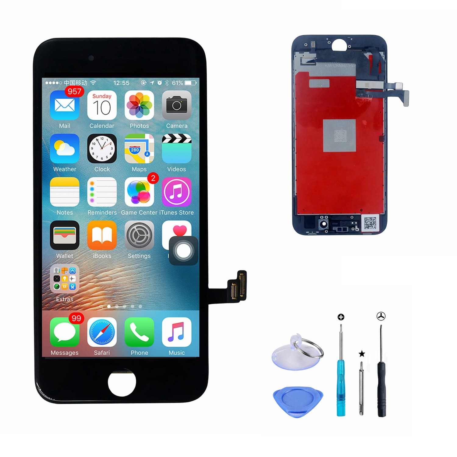 SANKA LCD Screen Replacement Touch Screen Display Digitizer Glass Frame Assembly 3D Function with Repair Tool Kit for iPhone 8 Plus (5.5 inches) - Black