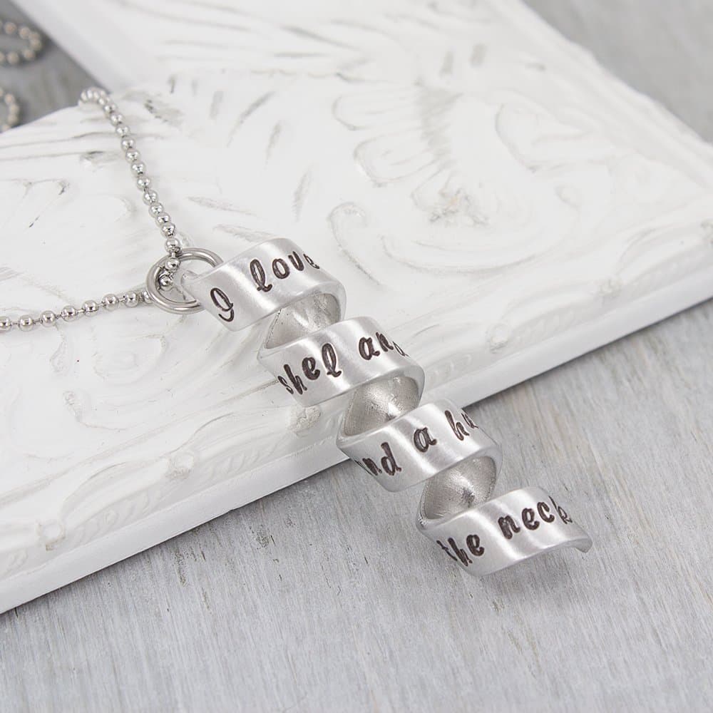 Spiral Scroll Saying Personalized Silver-tone Pendant Necklace