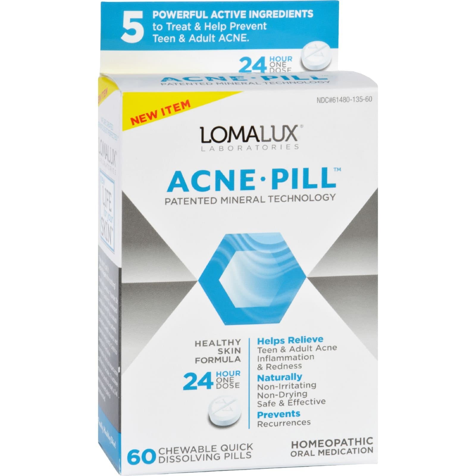 Loma Lux Laboratories Acne Pill - Chewable - Quick Dissolving - 60 Count (Pack of 2)
