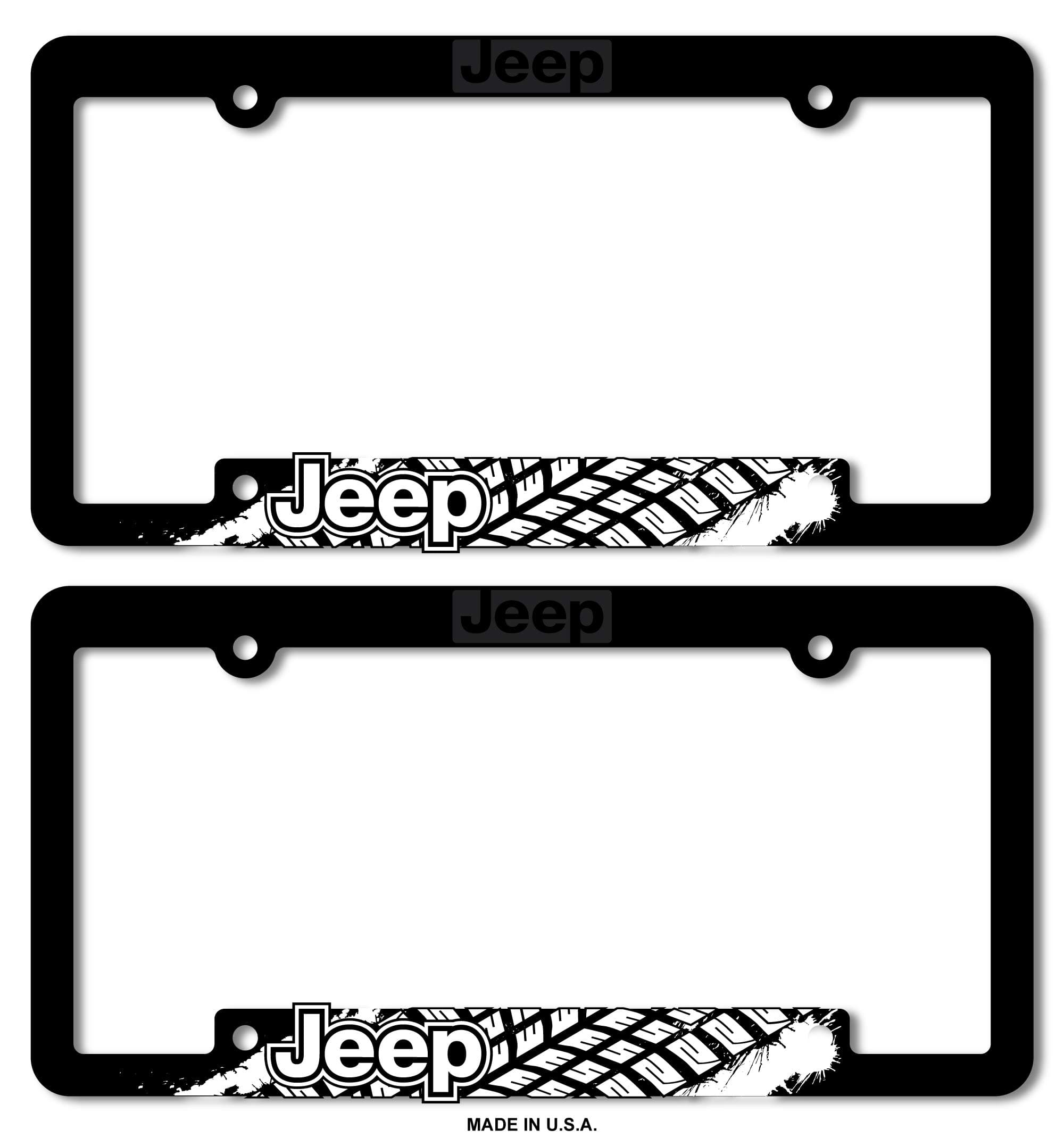 Custom Car Gar Jeep License Plate Frame Bracket 3D Raised Letter Jeep Mudding Tire Tread Mud Splat (Set of 2)