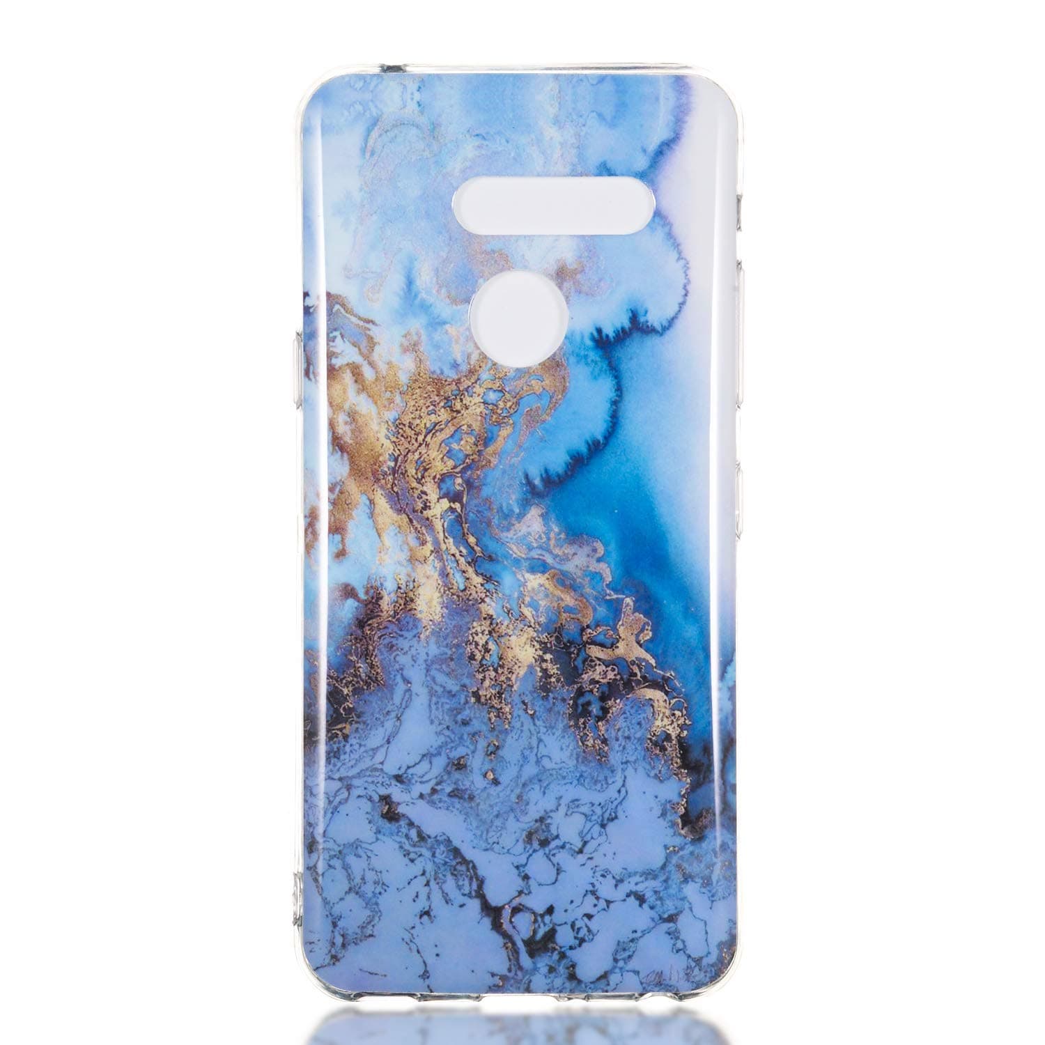 LG G8 ThinQ Case, Glossy Marble Pattern Slim Hard Soft Silicone Back Case Cover Fit for LG G8 ThinQ (Sea Blue)