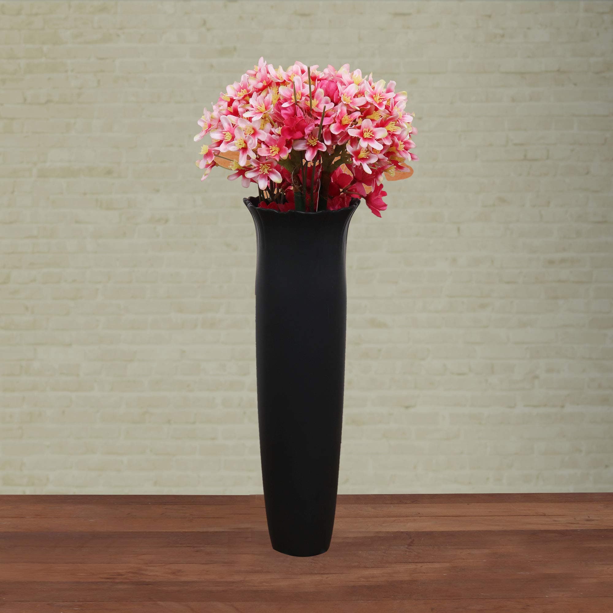 Deco aro Petal Ceramic Flower Vase, Medium, Black