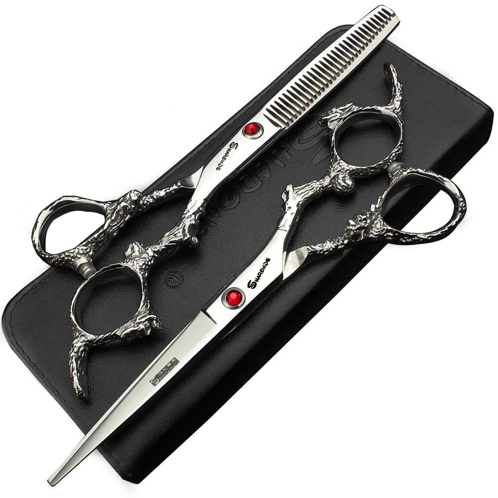 Silver 6-inch scissors exquisite pattern 440c high hardness stainless steel barber shop hairdressing cutting hairstyle and thinning salon professional tools (scissors set)