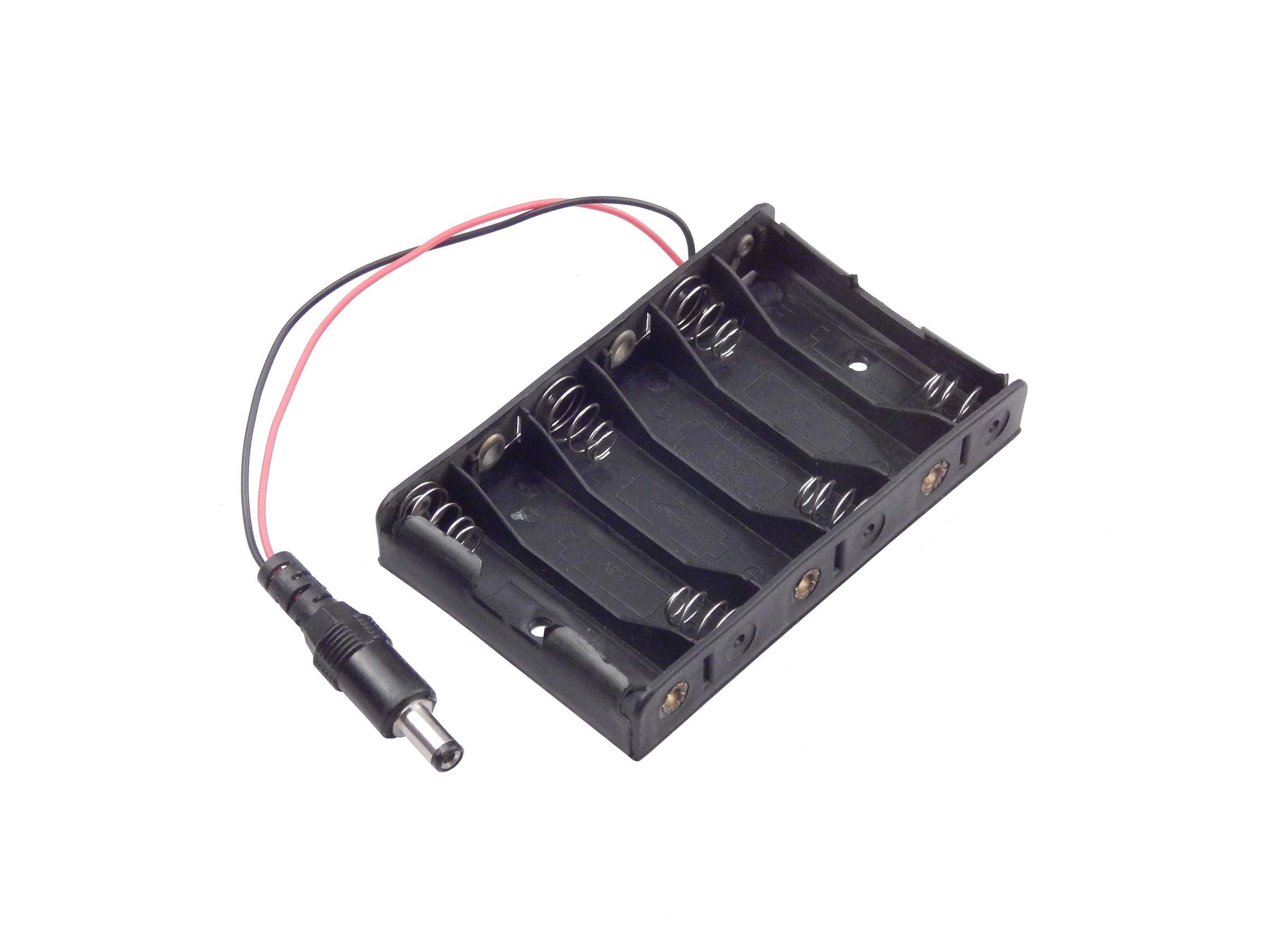 6 x AA battery holder with 5 mm DC Jack for arduino