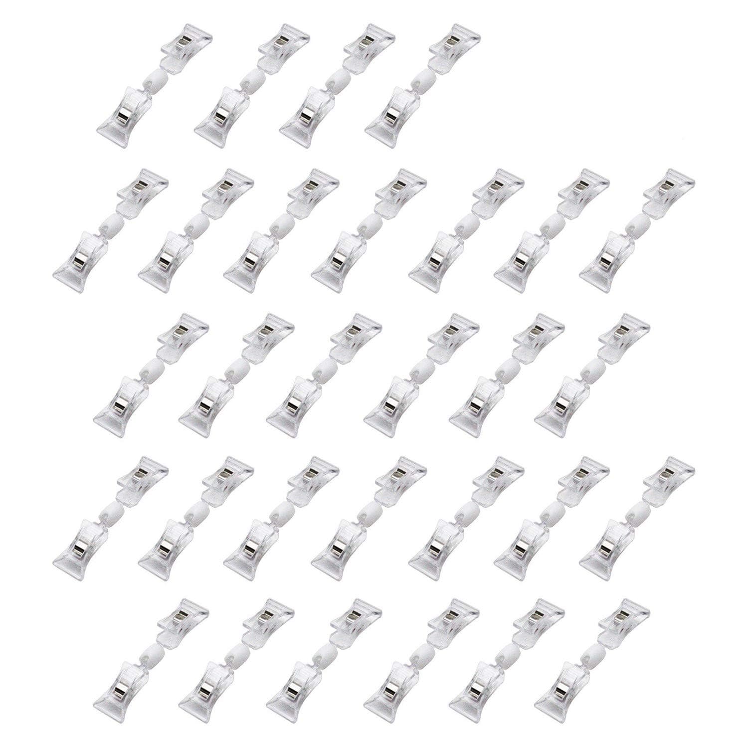 30pcs Clear Plastic Rotatable Double Clip Merchandise Sign Display Mini Clip Tag Holders