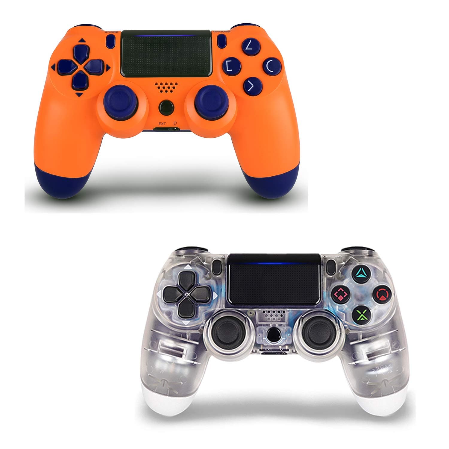 2 Pack Controller for PS4,Wireless Controller for Playstation 4 with Dual Vibration Game Joystick (OrangeWhite)
