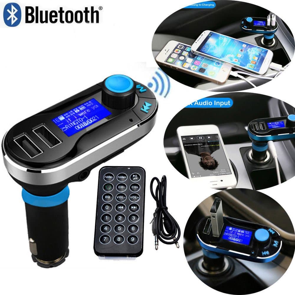 Digiplus Bluetooth MP3 Player FM auxs Transmitter Hands-free Car Kit with Smart Car Charger Support SD Card/USB for iPod iPhone 6 6S 5 5S 5C 4S 4 iPad Samsung Galaxy s6 S5 S4 S3 Note 3 2 HTC One M8 M9 Sony Xperia Motorala Nokia Smartphones