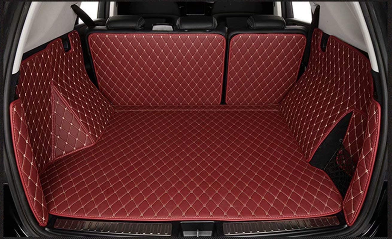 AUTURN Custom Fit Full Coverage Waterproof Trunk Mat Cargo Mats Boot Liner Car Carpet Waterproof for Nissan Patrol 2012-2019, Black with Beige Stitching