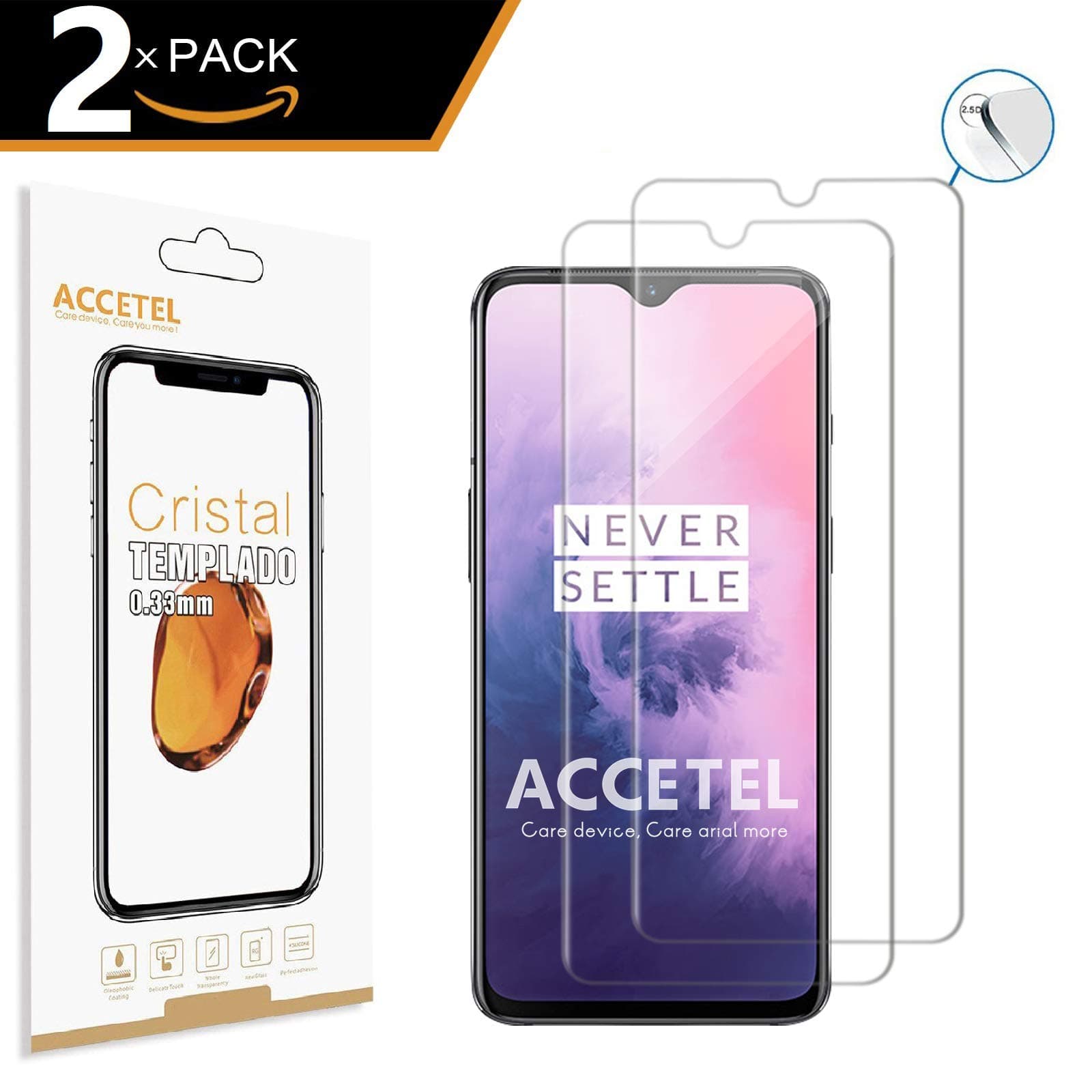 Screen protector FULL COVERAGE for OnePlus 1+ 7 shatterproof screen protector tempered glass film compatible with OnePlus 1+ 7 6.41'' inches Full Glue Adhesive Black