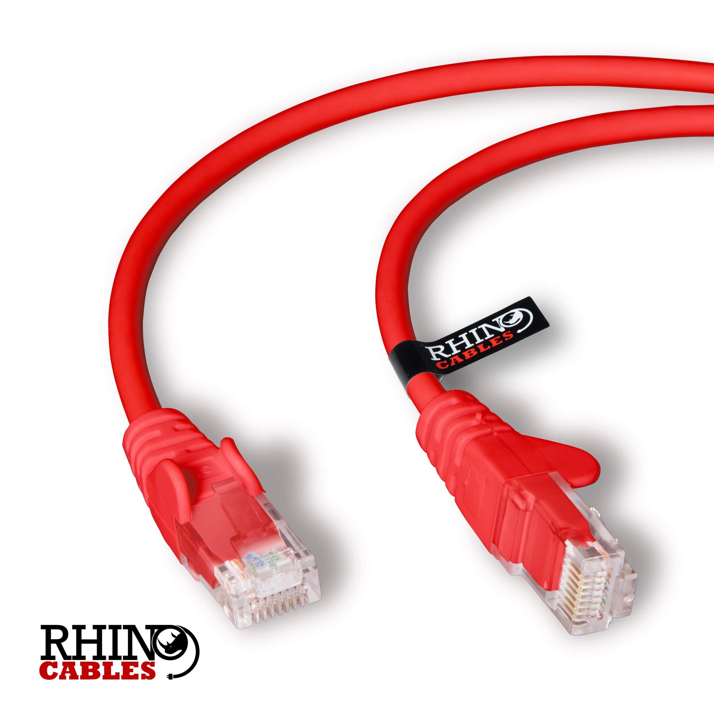 rhinocables CAT5e High-Speed Ethernet Patch Network Cable for LAN — Snagless Cable with RJ45 Connector Lead — Ideal for Internet, Router, Modem, Smart TV, PC & Laptop (0.12m (12cm), Red)