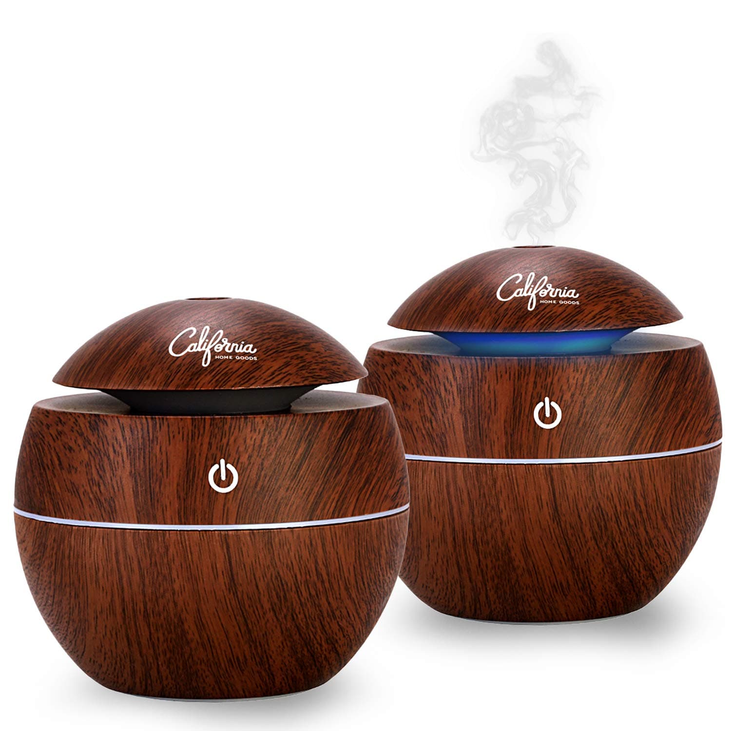 Essential Oil Diffuser (2-Pack), Ultrasonic Aromatherapy Diffuser with LED Lights, 130ml Diffusers for Essential Oils, Plug In Air Freshener, Air Humidifier for Aromatherapy Oils, USB Mini Humidifier