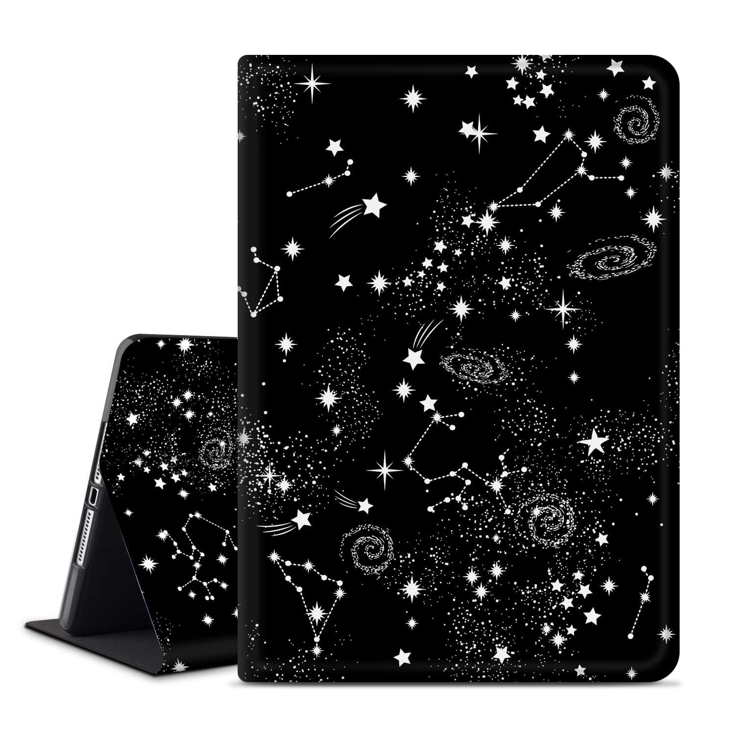 ANERIMST iPad 8th/7th Generation Case, iPad 10.2 2020 2019 Case, Microfiber Lining, Soft TPU Back, Auto Sleep/Wake, Protective Smart Cover for New iPad 8th/7th Gen 2020/2019 (Black-Star)