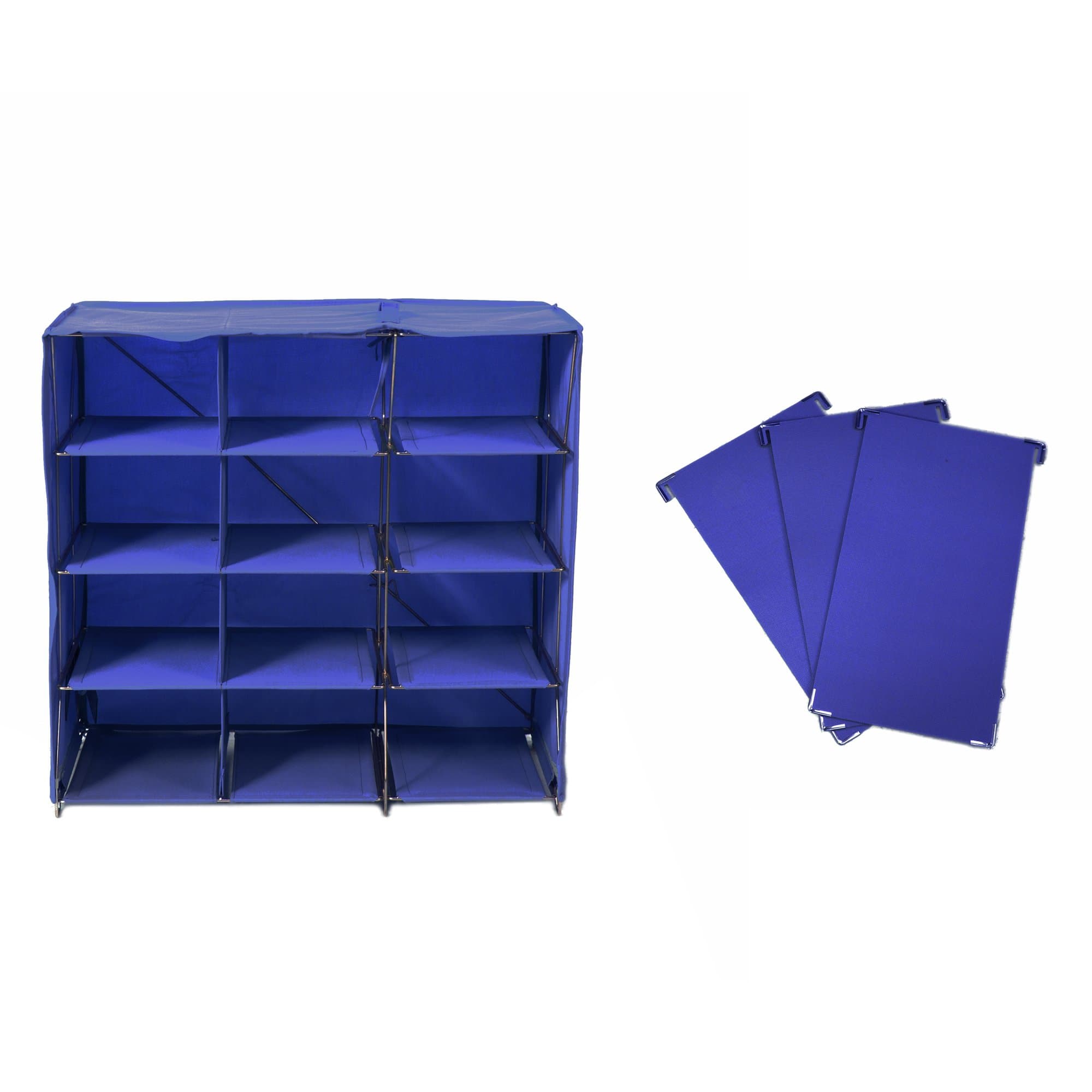 Origami 12 Cube Foldable 3 Piece Divider Shoe Rack, Small, Navy