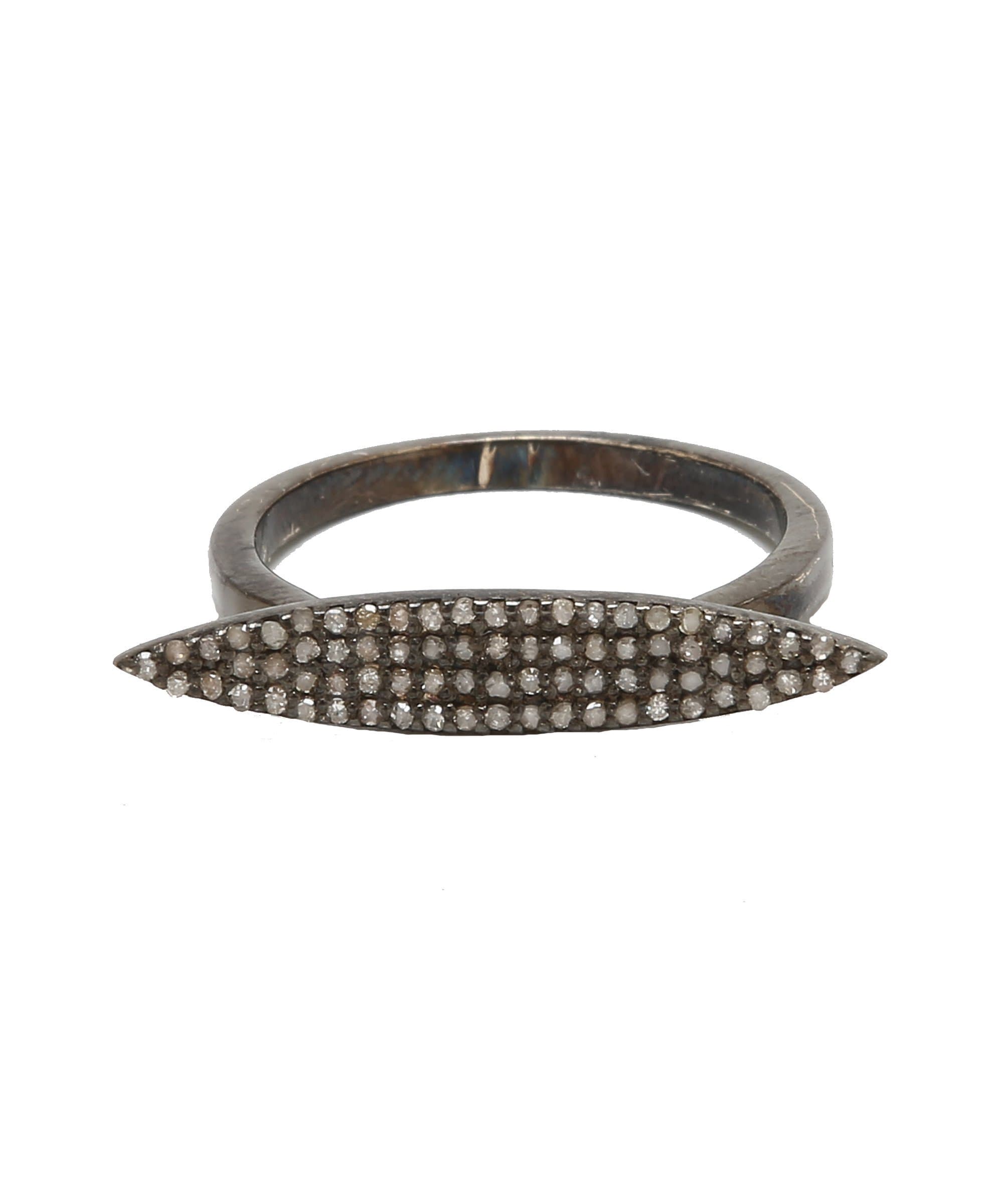 Champagne Diamond and Sterling Silver Dagger Ring