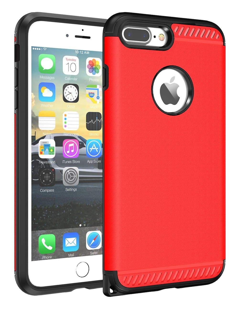 iPhone 7 Plus Case, CHTech iPhone 8 Plus Case Double Layer Shockproof Heavy Duty Protection Armor Case for Apple 5.iPhone 7 Plus/iPhone 8 Plus Red