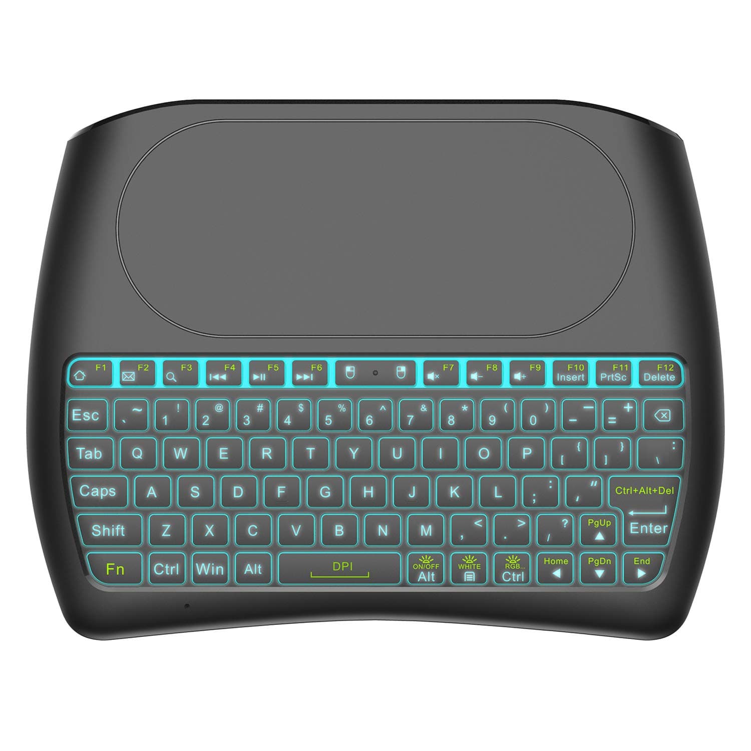 Mitid Backlit Wireless Mini Keyboard with Touchpad RGB Color Backlight Mini Keyboard and Mouse Touchpad Remote Control for Computer, Google or Android TV Box, IPTV Smart TV, Roku, Kodi