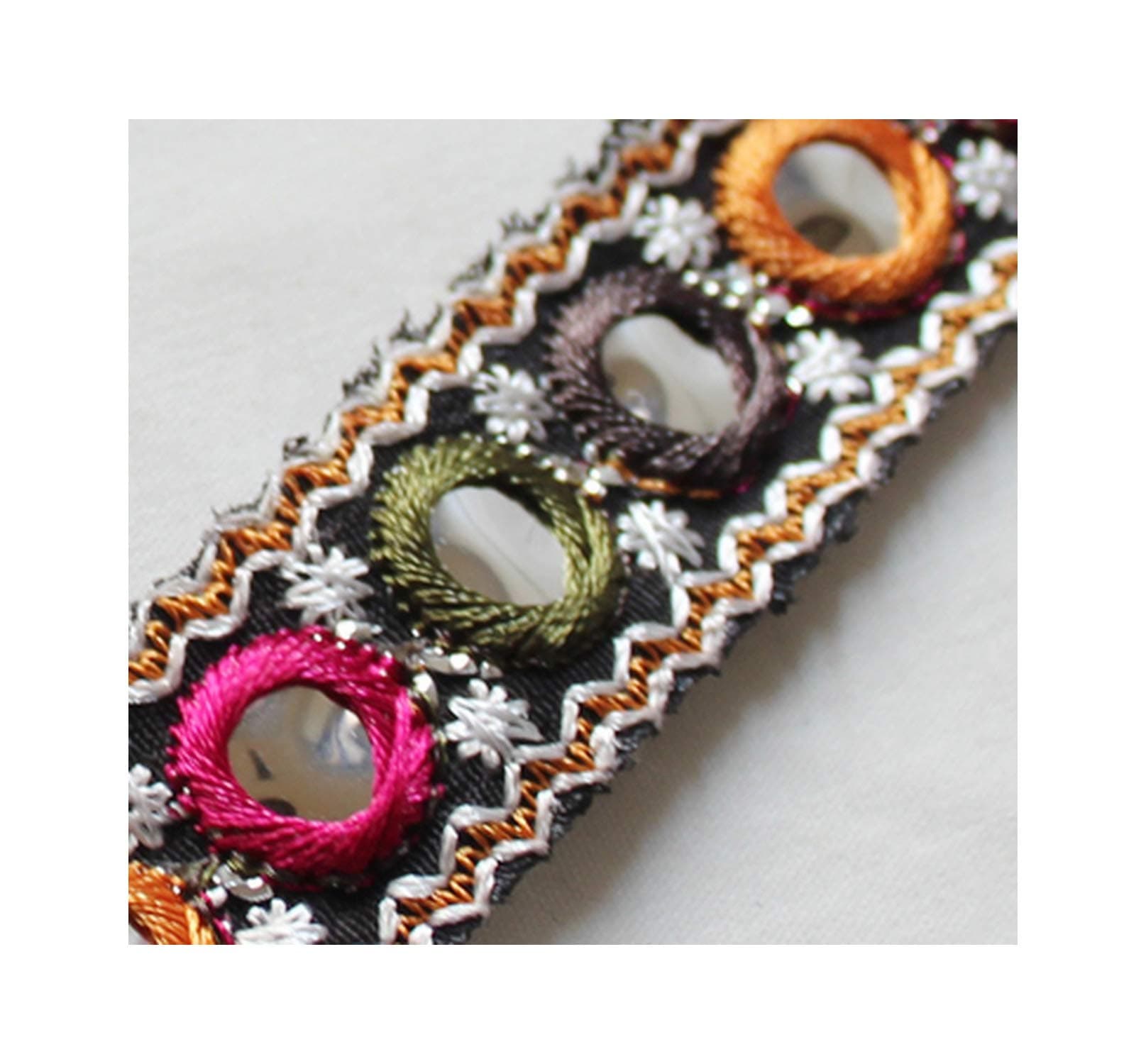 1Yard Mirror Embroidered Webbing 2/4.5cm Trim DIY Handmade Sewing Net Yarn Ribbons Clothing Decorative Lace Trim,Width 2cm