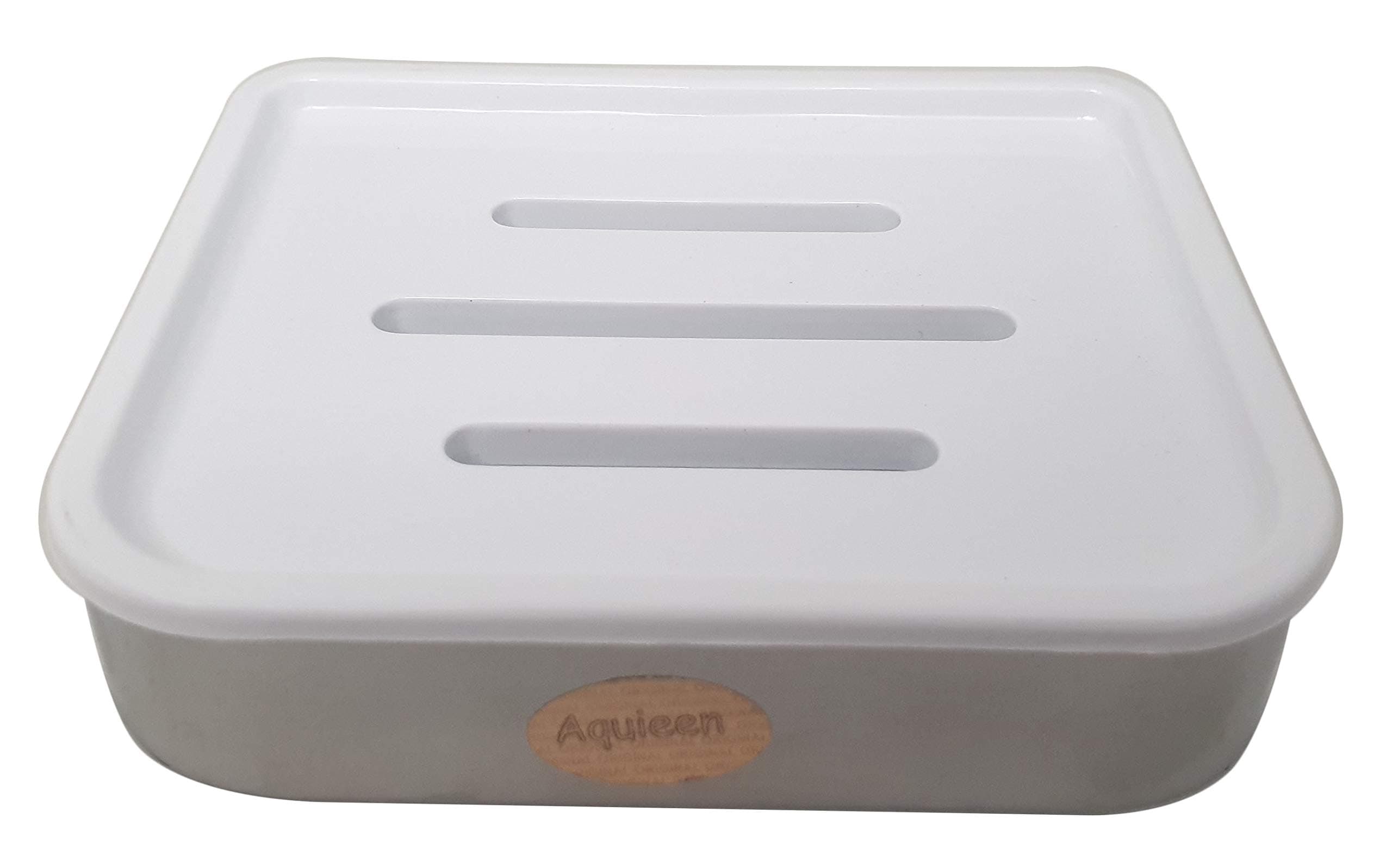 Aquieen Plastic Easy Clean Wall Mounted Soap Dish Case , Large, White