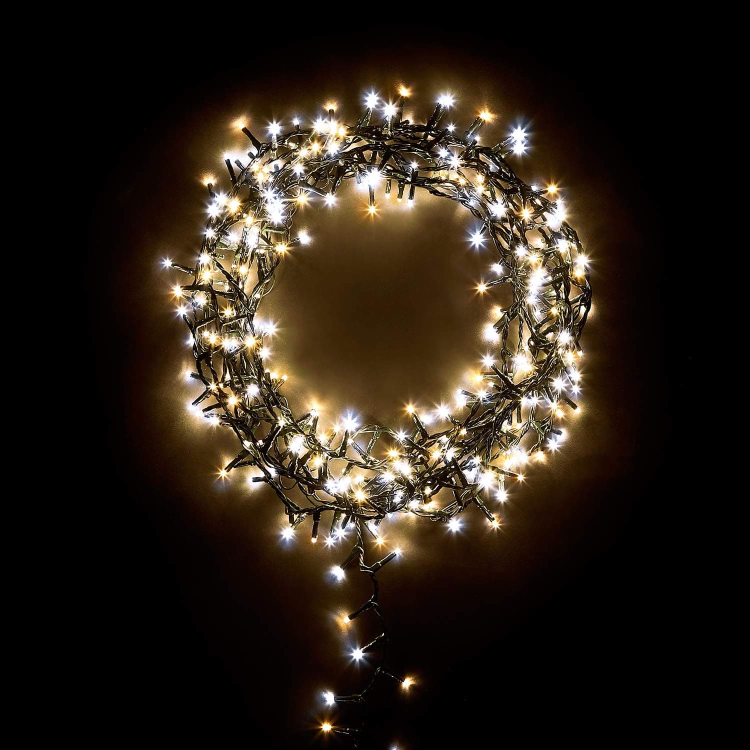 TWW - 1000 LED - Christmas Tree Lights - 8 Hour on Timer - 25m Lit Length - 8 Lighting Modes - Mains Powered - Indoor & Outdoor - 7ft Tree - Compact Cluster Lights - Cool/Warm White