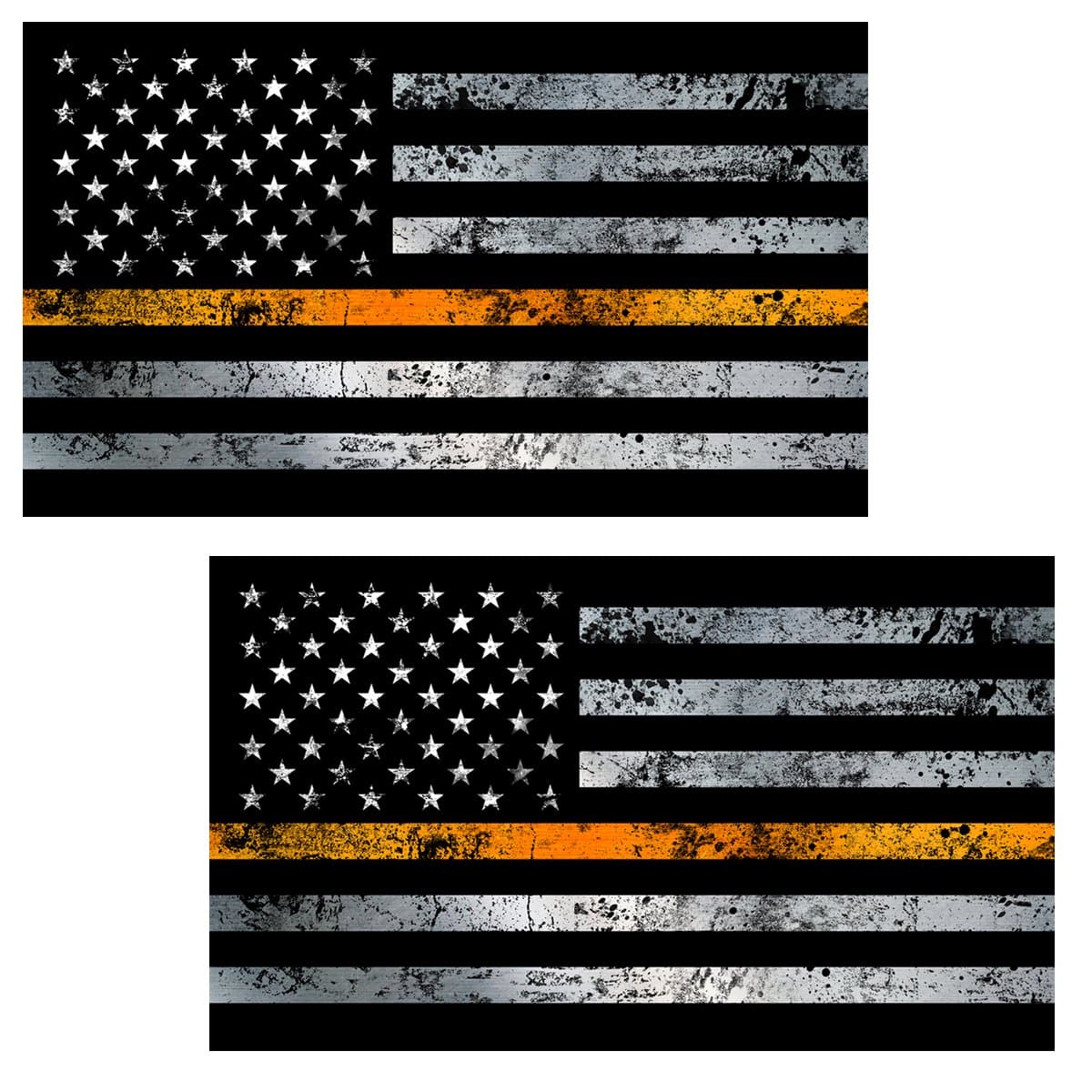 Thin Orange Line Flag Grunge Stickers 2 Pack