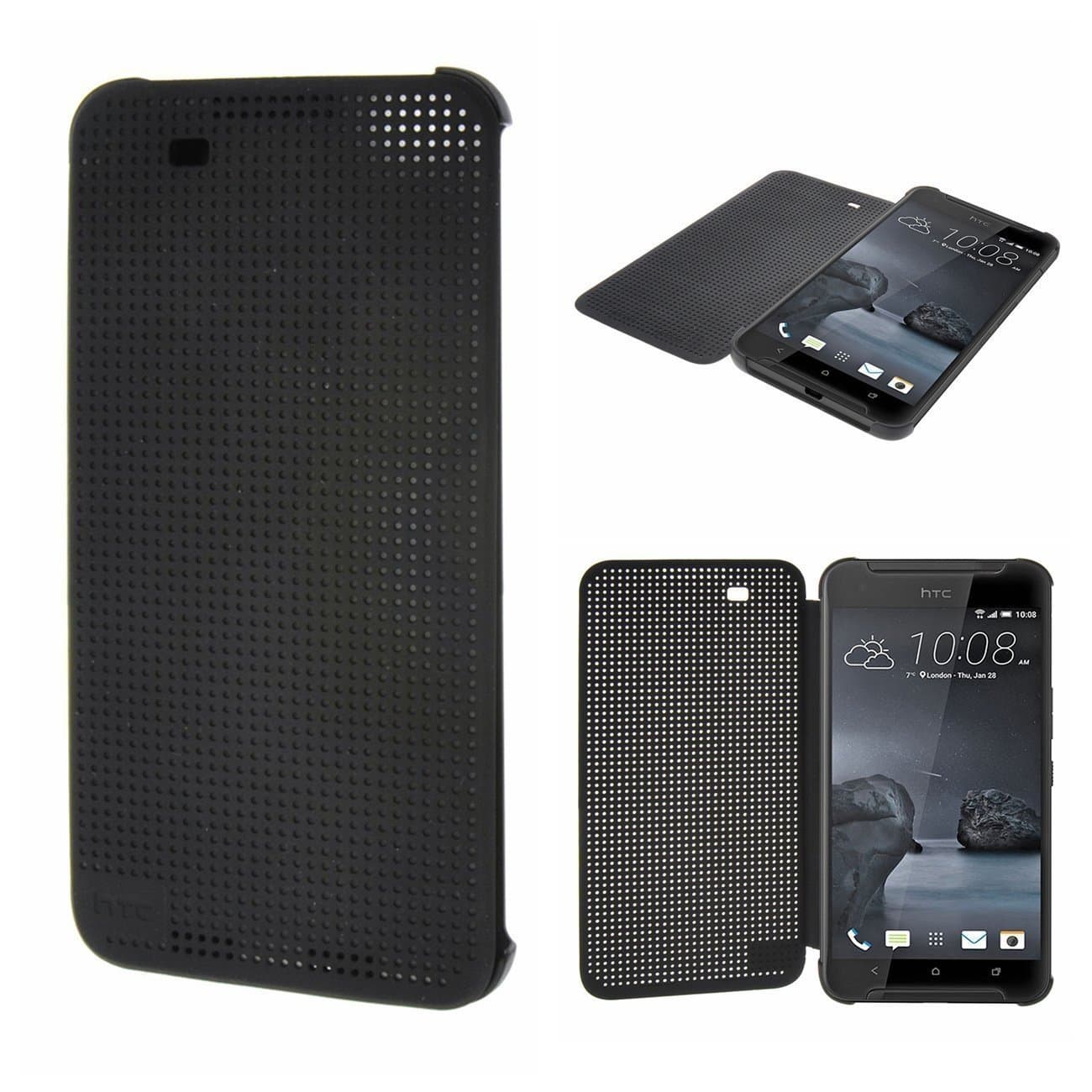 HTC X9 Case,Smart Wake Up/Sleep,HTC Dot View Case for HTC X9, Folio Dot View Cover Case For HTC X9(BLACK)