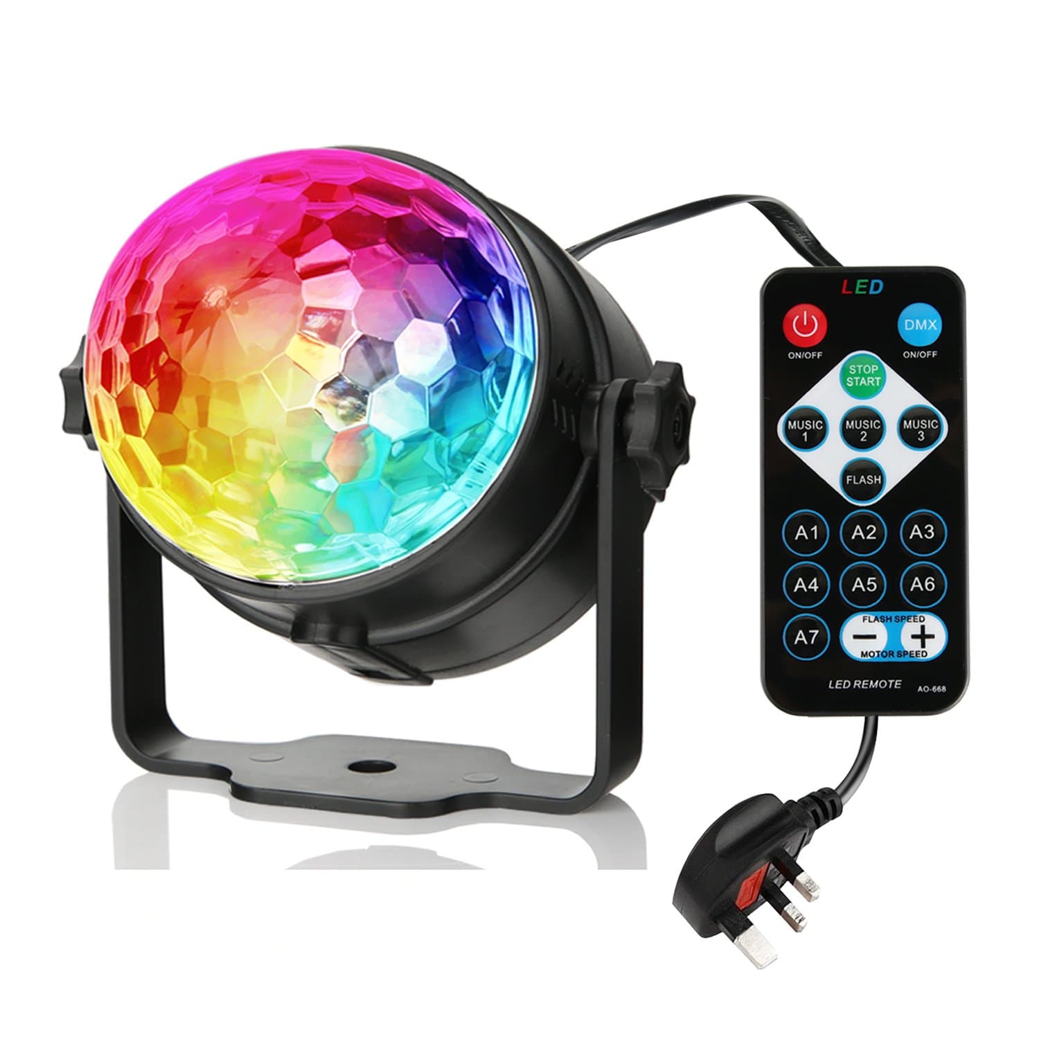[Latest version] Disco Ball Party Light, 3W 7 Colors RGB Music Activated LED Lighting Discolamp, for Indoor Party Lighting Effects like Christmas Wedding Birthday Holiday Parties