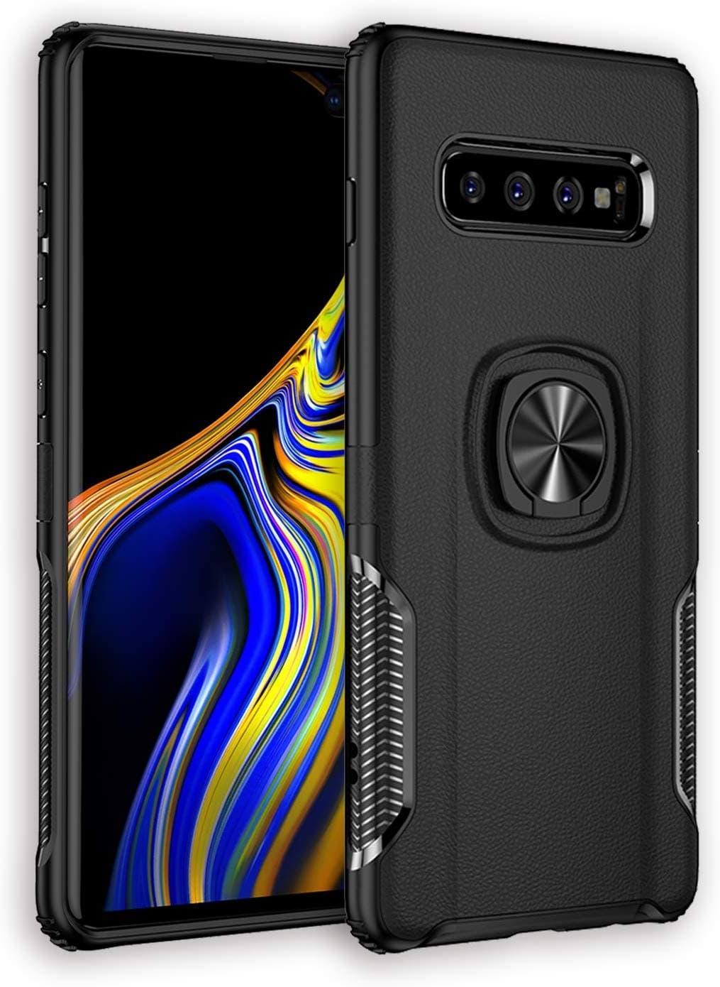 CASEBREED Samsung S10 Plus Case, Dual Layer Hard PC Back Case with 360 Degree Rotation Finger Ring Grip Kickstand, Magnetic Car Mount for Samsung S10 Plus Case Cover (2019) (Black)