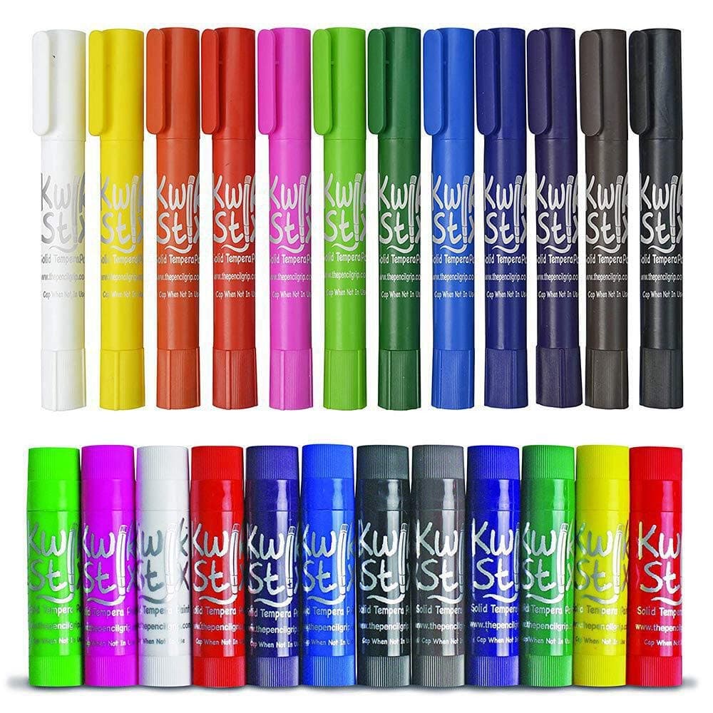 The Pencil Grip Kwik Stix Tempera Paint Bundle - 12 Thin Stix + 12 Kwik Stix