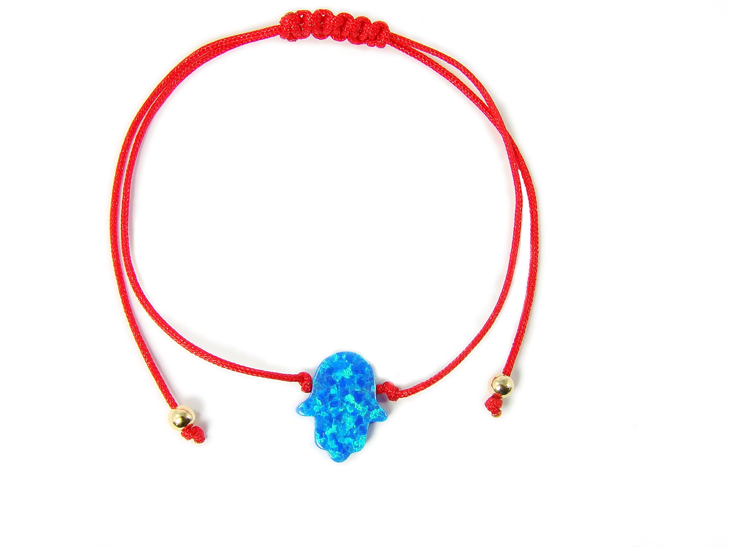 Martinuzzi AccessoriesBlue Opal Hamsa Hand Bracelet Red Cord string Adjustable