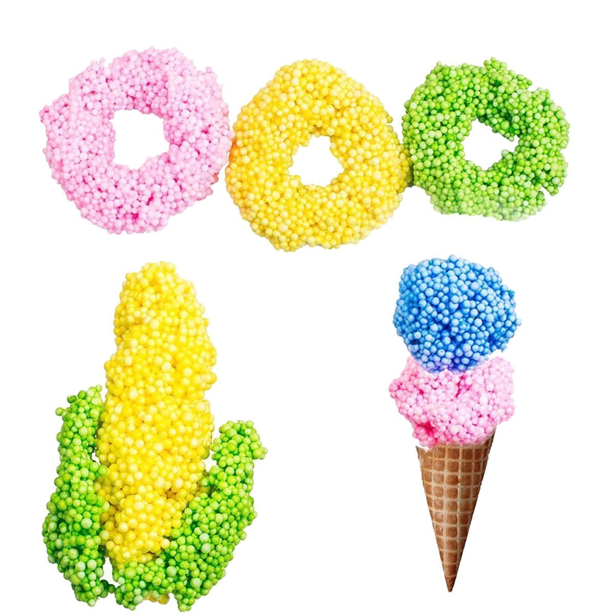 Flying Rabbit Play Foam Combo Styrofoam Foam Balls Small Tiny Colorful Foam Beads (6pc)