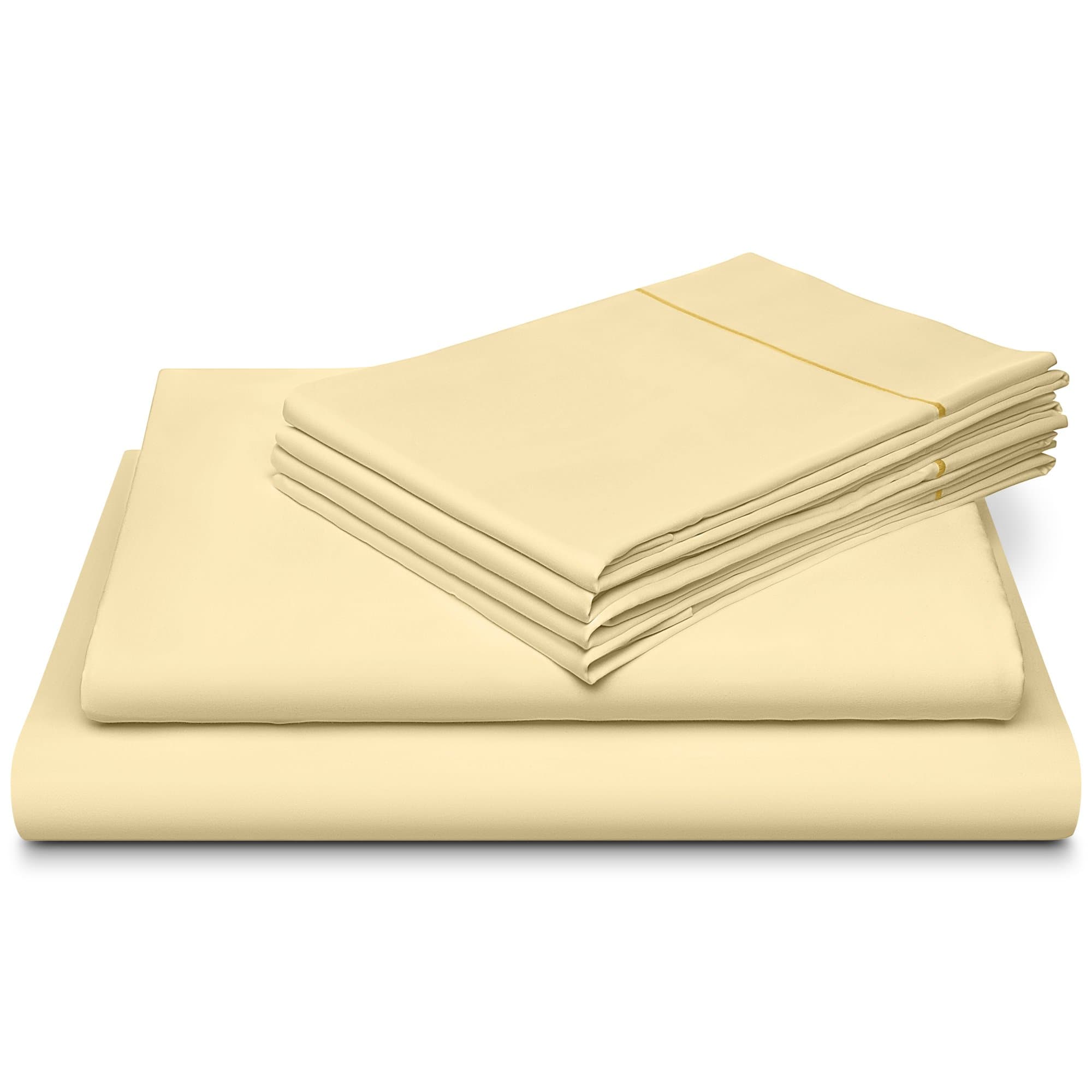 DREAM CASTLE 800 Thread Count 100% Cotton Sheet Set with Bonus Pillowcases, Soft Sateen Weave, with Marrow Hem, 6-Piece Queen Sheet Sets, Deep Pockets,Hotel Collection, Ivory Linens