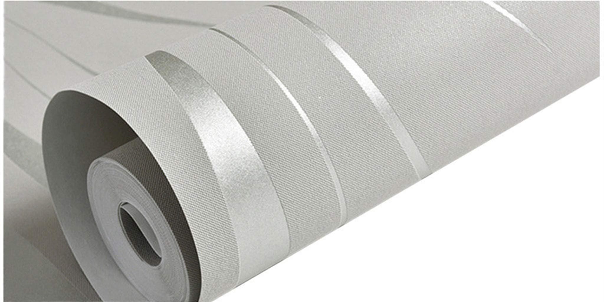 Holata Wallpaper Silver 3D Non-Woven Wave Stripe Embossed Rolls Living Room Decor 10m